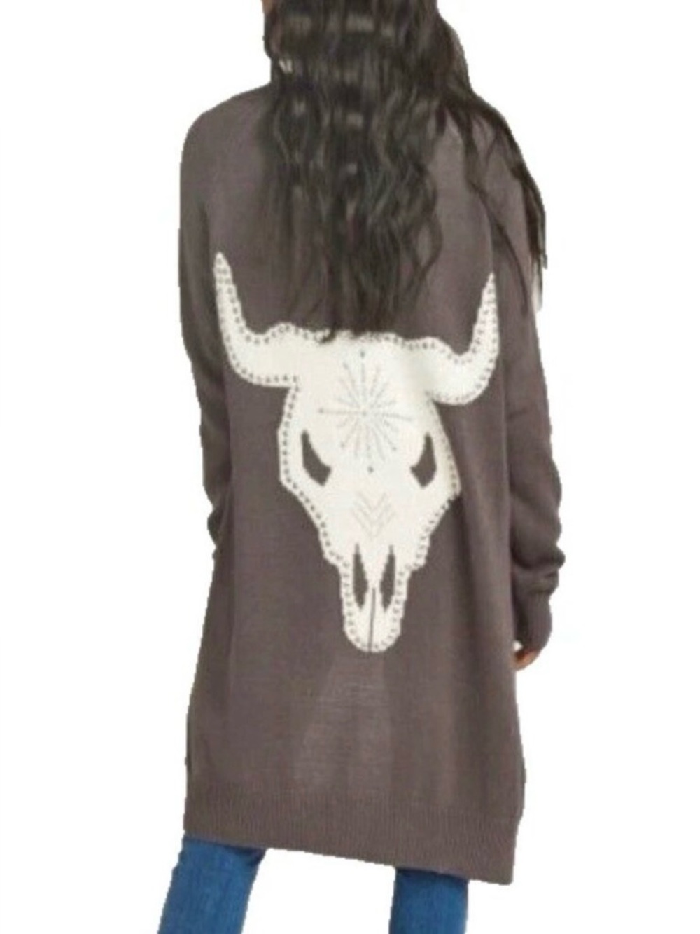 Show Me Your Mumu Big Bang Cardi Bulldazzled Womens Small Ribbed Sweater Gray